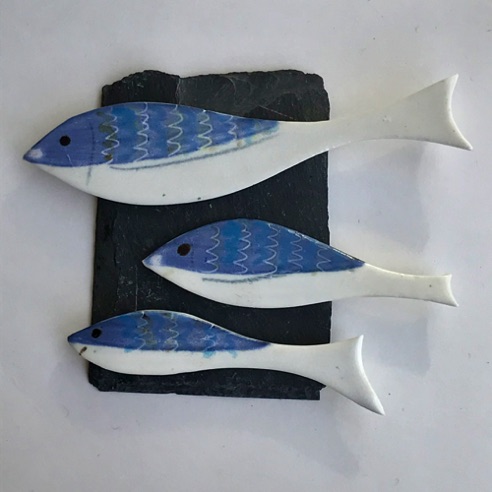 3 fish on small slate (for wall hanging) £25 3 fish on small slate (for wall hanging) £25