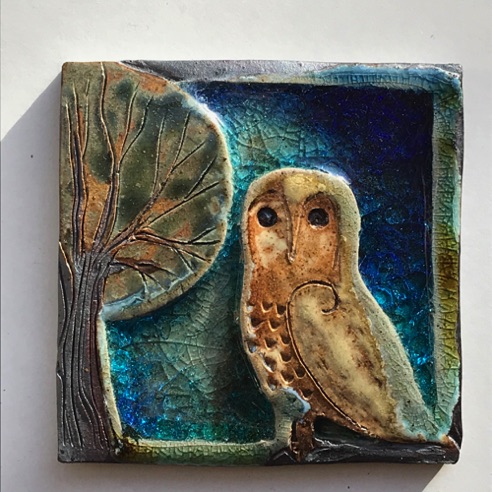 10cm square tile on slate, wallhanging £35